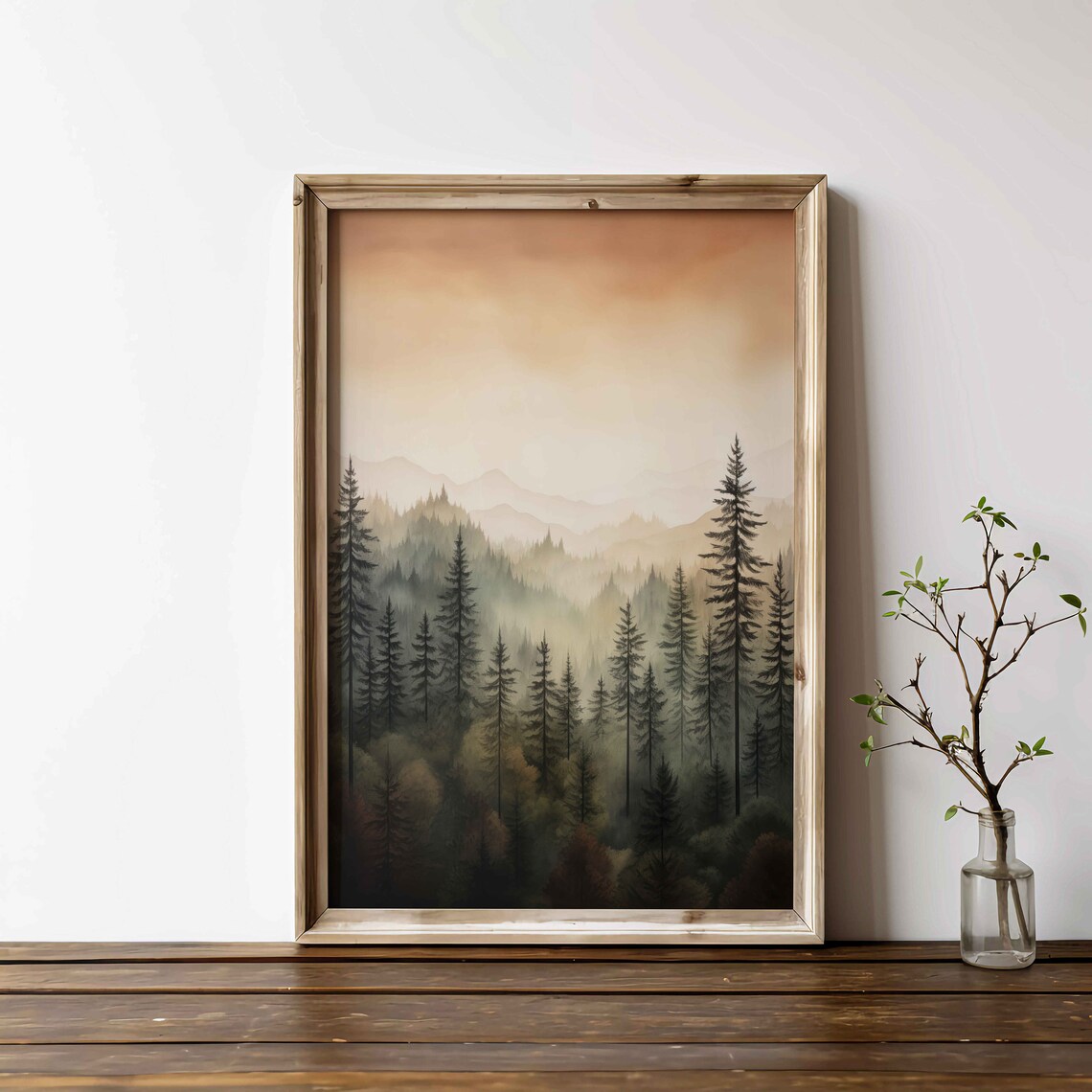 Watercolor Forest Landscape, Spruce Fir Pine Art Print - Image 2