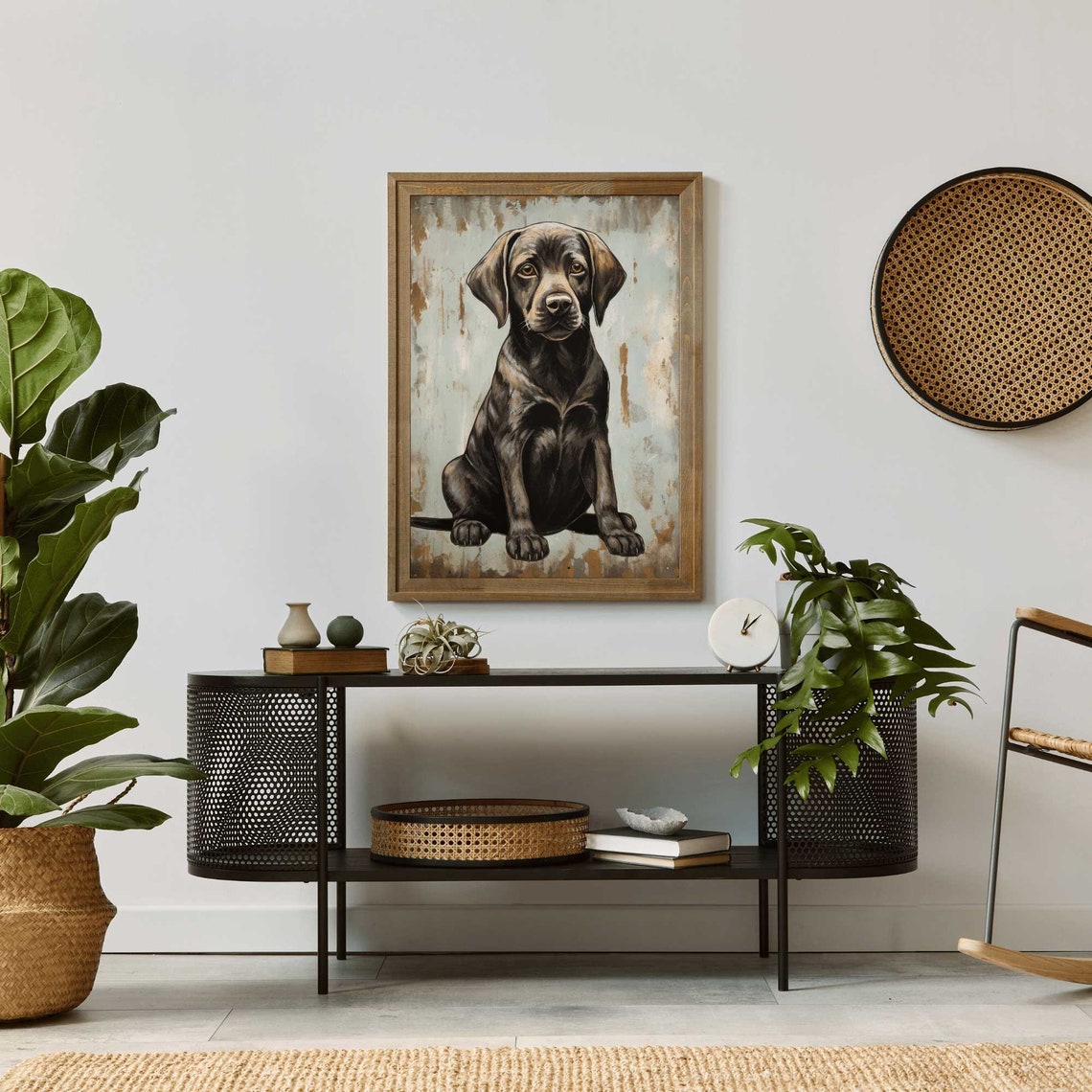 Vintage Chocolate Labrador Puppy Portrait Rustic Dog Lover Poster - Image 2