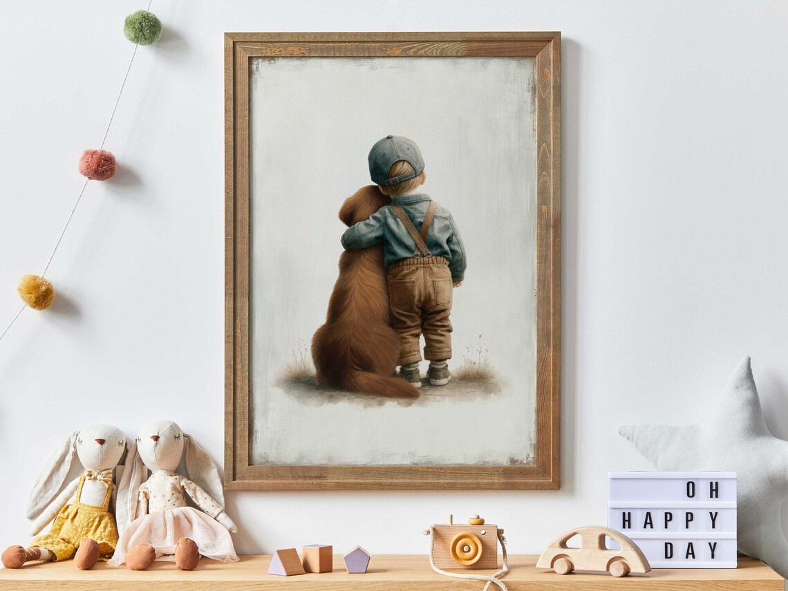 Copper Golden Retriever Nursery Art Print