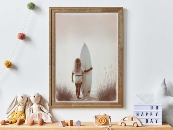 Surfing Nursery Decor Girl Art Print