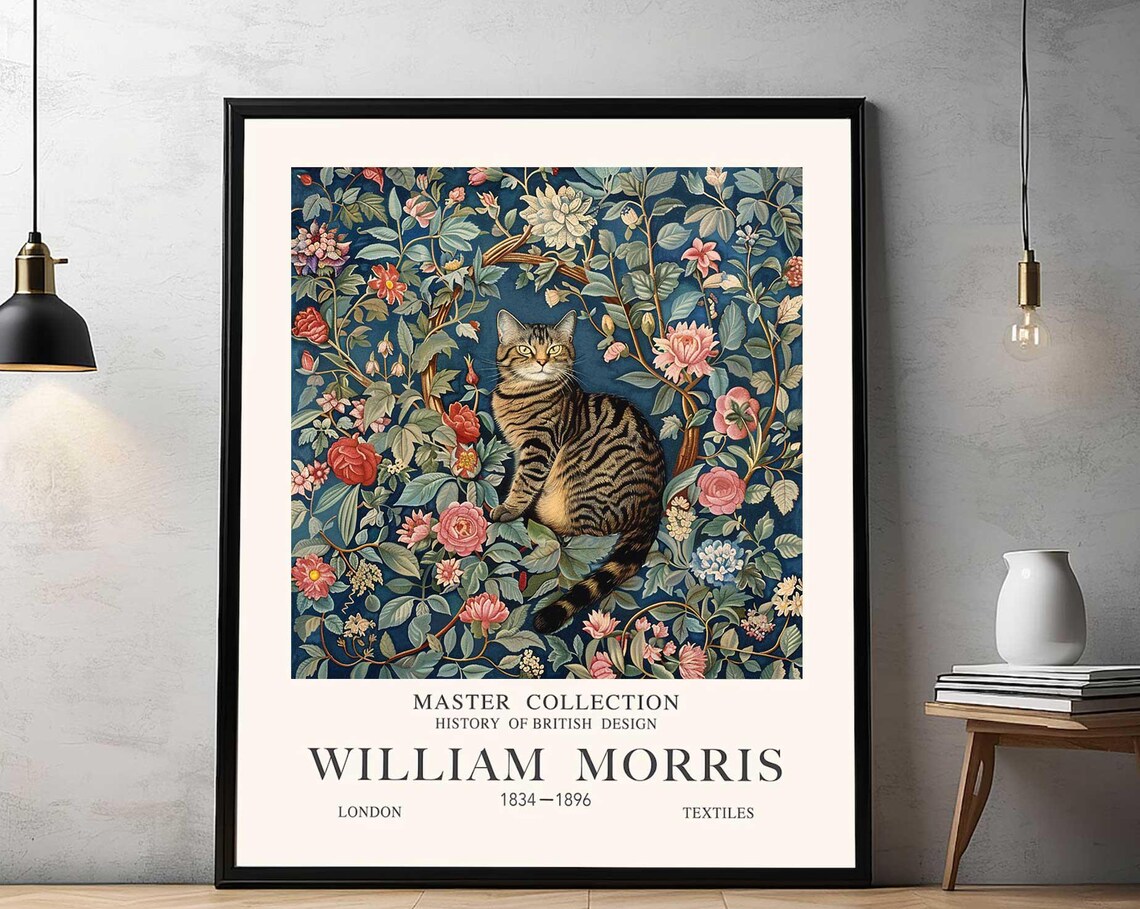 William Morris-Inspired Tabby Cat Exhibition Poster Print - Image 2