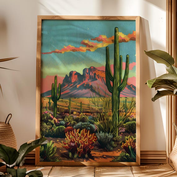 Desert Sunset, Arizona Southwestern Art Print