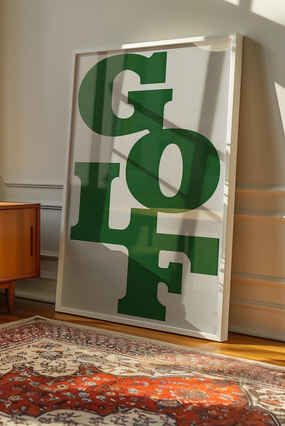 Golf Poster Typography Art Print For Golfers Gift Art Poster Art Office Decor Golf Art Print Typography Art Poster Light Gray Green Wall Art