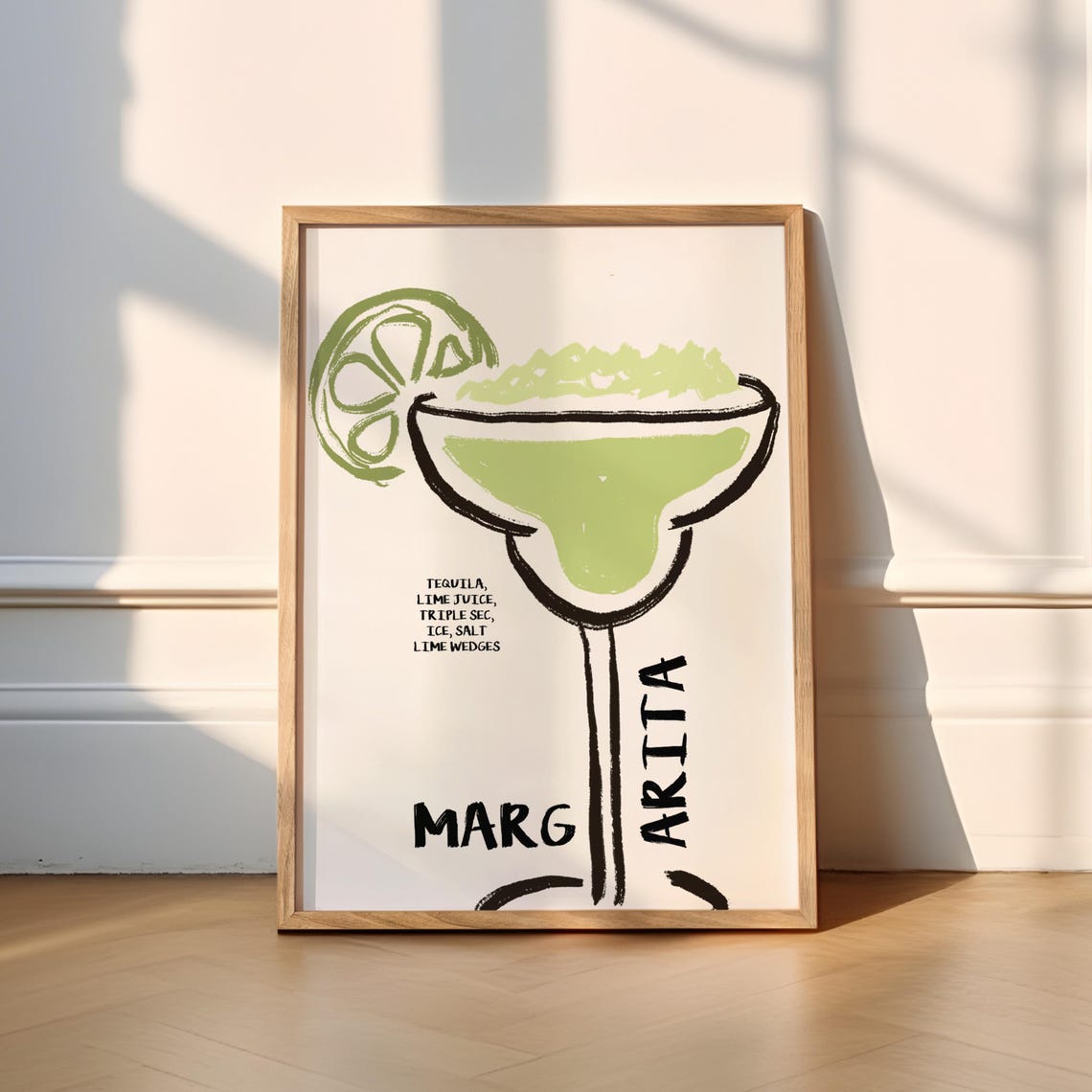 Whimsical Margarita Cocktail Recipe Kitchen Home Bar Wall Poster