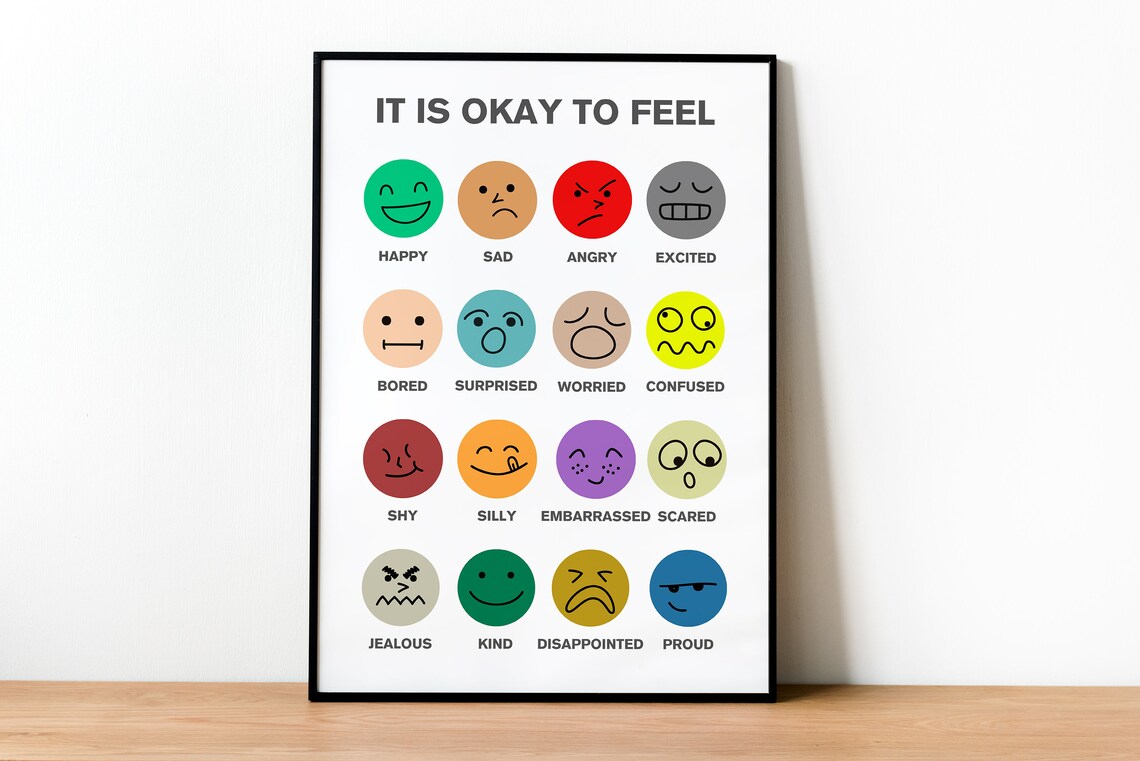 Its Okay To Feel Poster, Boho Classroom Decor