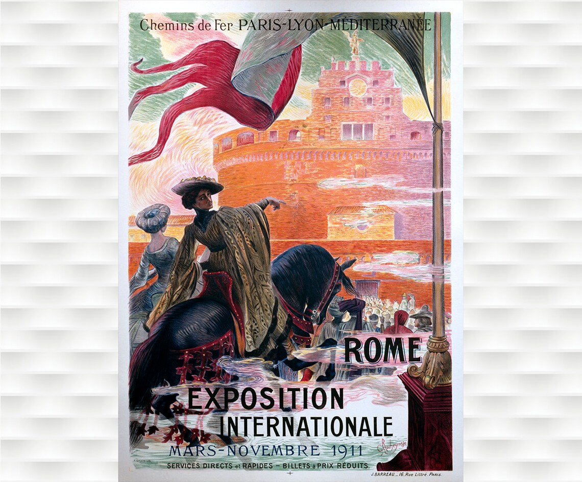 Rome 1911 Exposition Internationale Italy Vintage Travel Poster