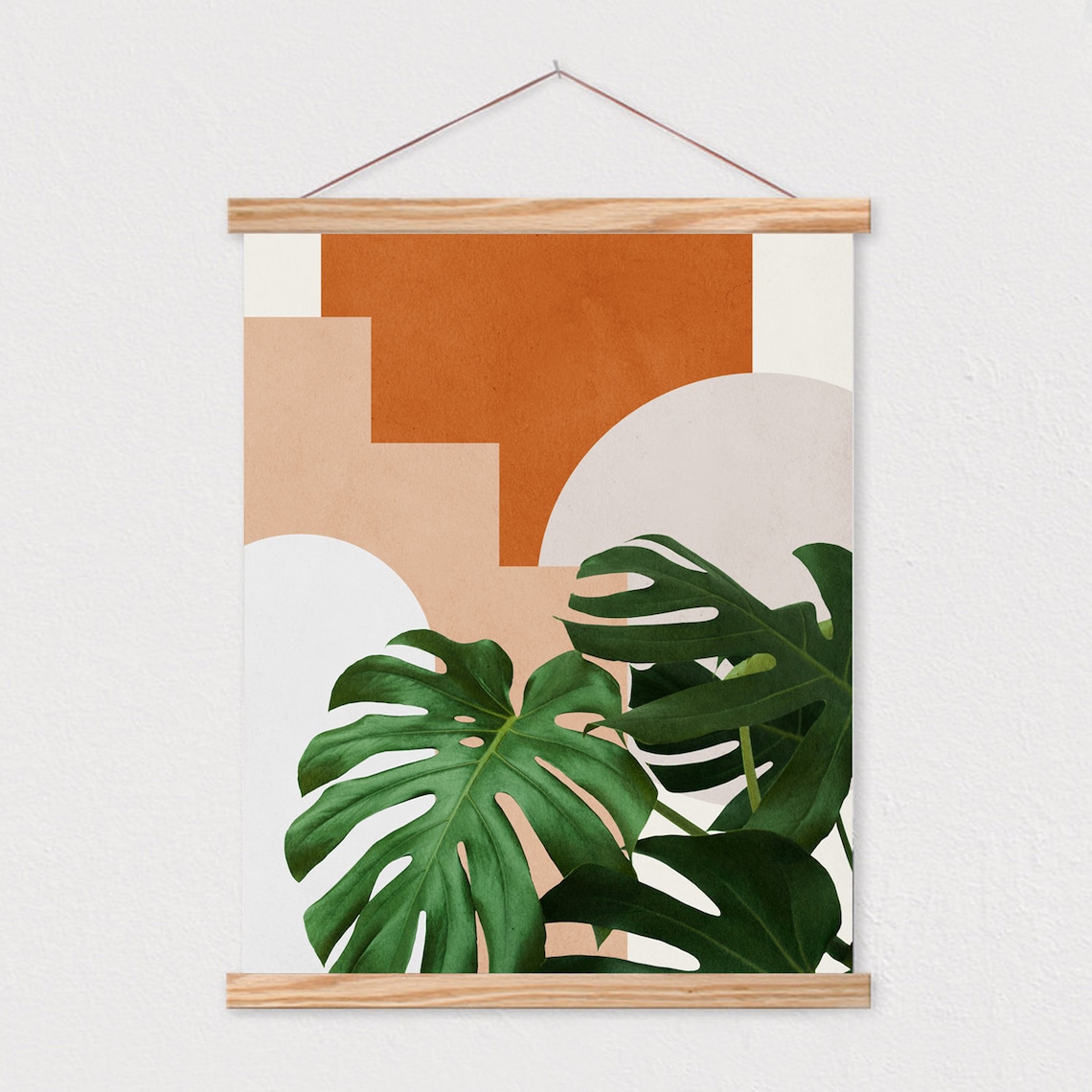 Abstract Shapes, Tropical Leaves Mid-Century Print - Image 2