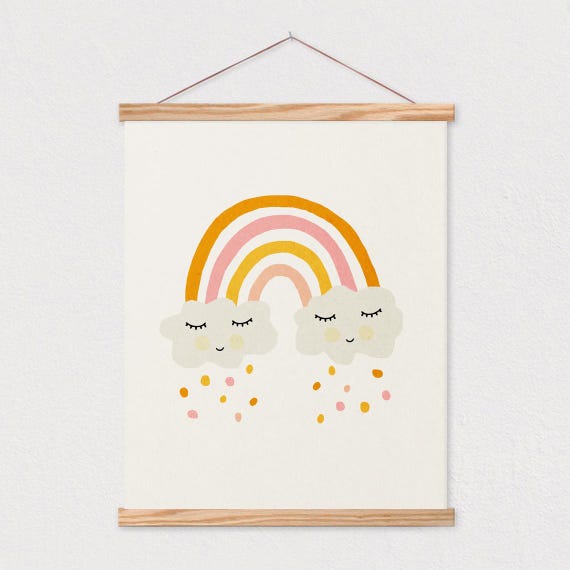 Rainbow Mid Century Modern Kids Wall Art Childrens Wall Art Kids Room Decor Nursery Room Interior Decor 16x20