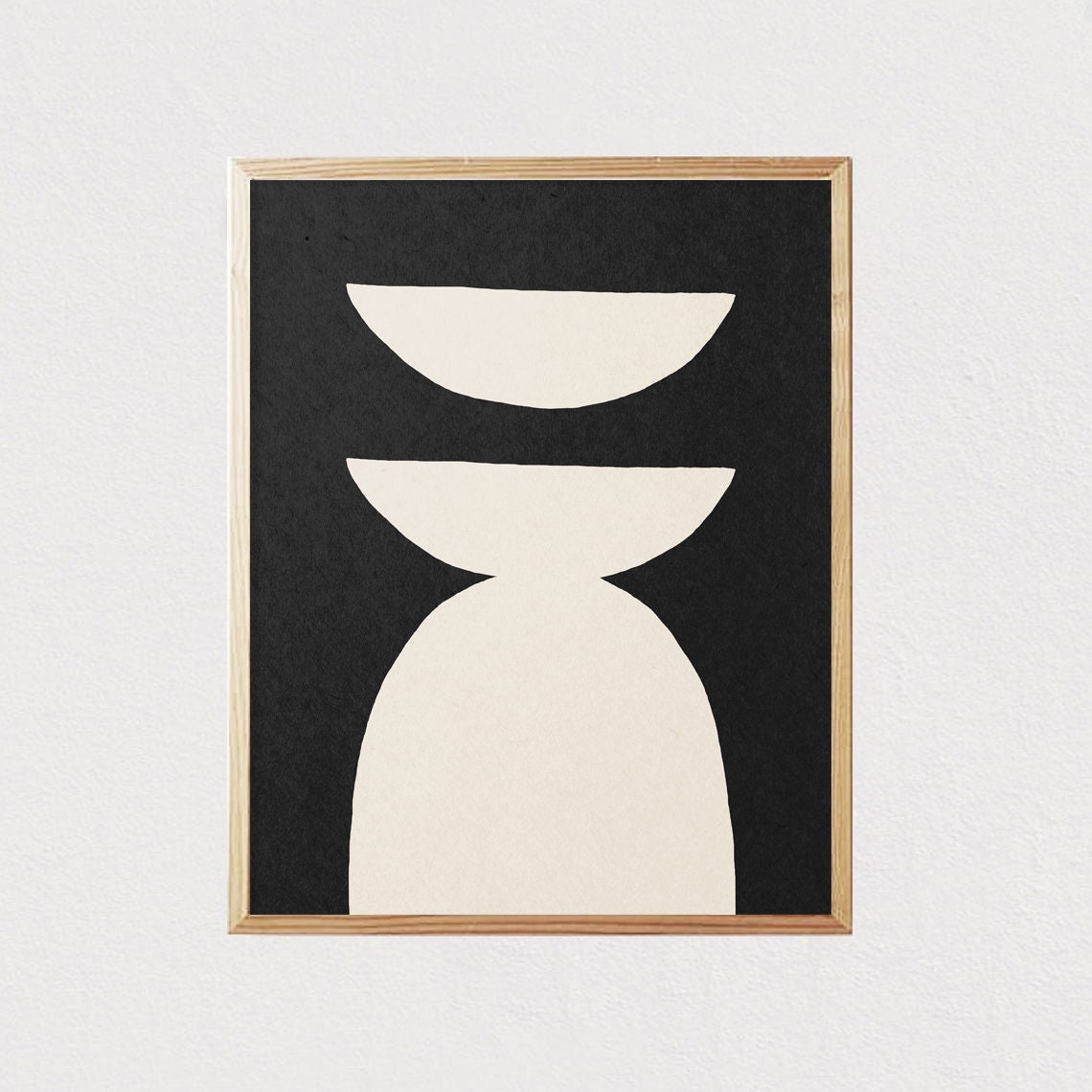 Black And White Stacked Bowls Geometric Abstract Artwork Poster