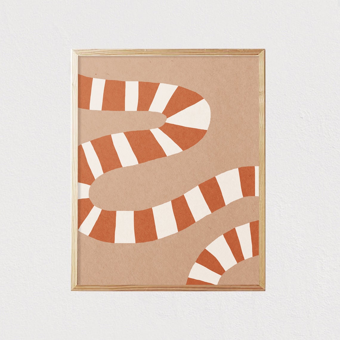 Striped Terracotta Snake Neutral Boho Kids Animal Decor Poster
