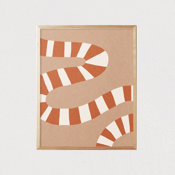 Striped Terracotta Snake Neutral Boho Kids Animal Decor Poster
