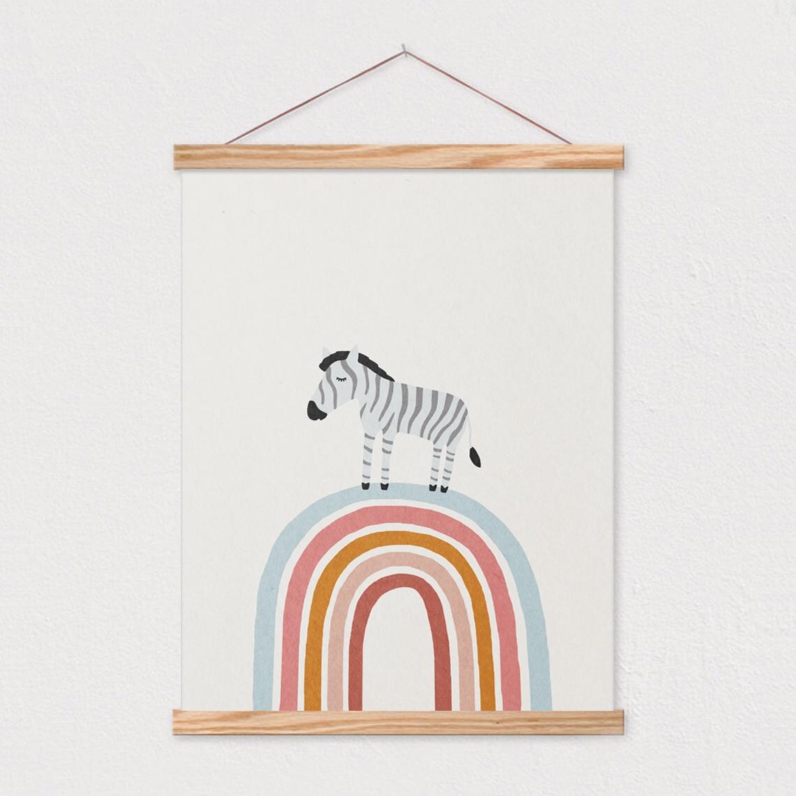 Zebra Standing On Boho Rainbow Arch Nursery Kids Room Illustration Poster - Image 2