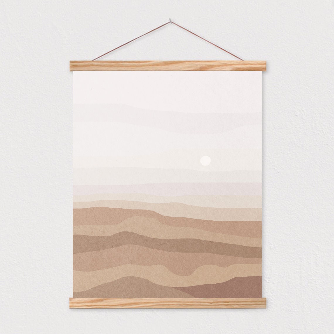 Soft Neutral Layered Ocean Waves Minimalist Calm Artwork Poster - Image 2