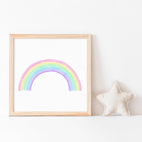 Pastel Rainbow Nursery Art Print, Girls Decor