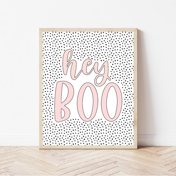 Hey Boo Print, Pastel Halloween Kids Decor
