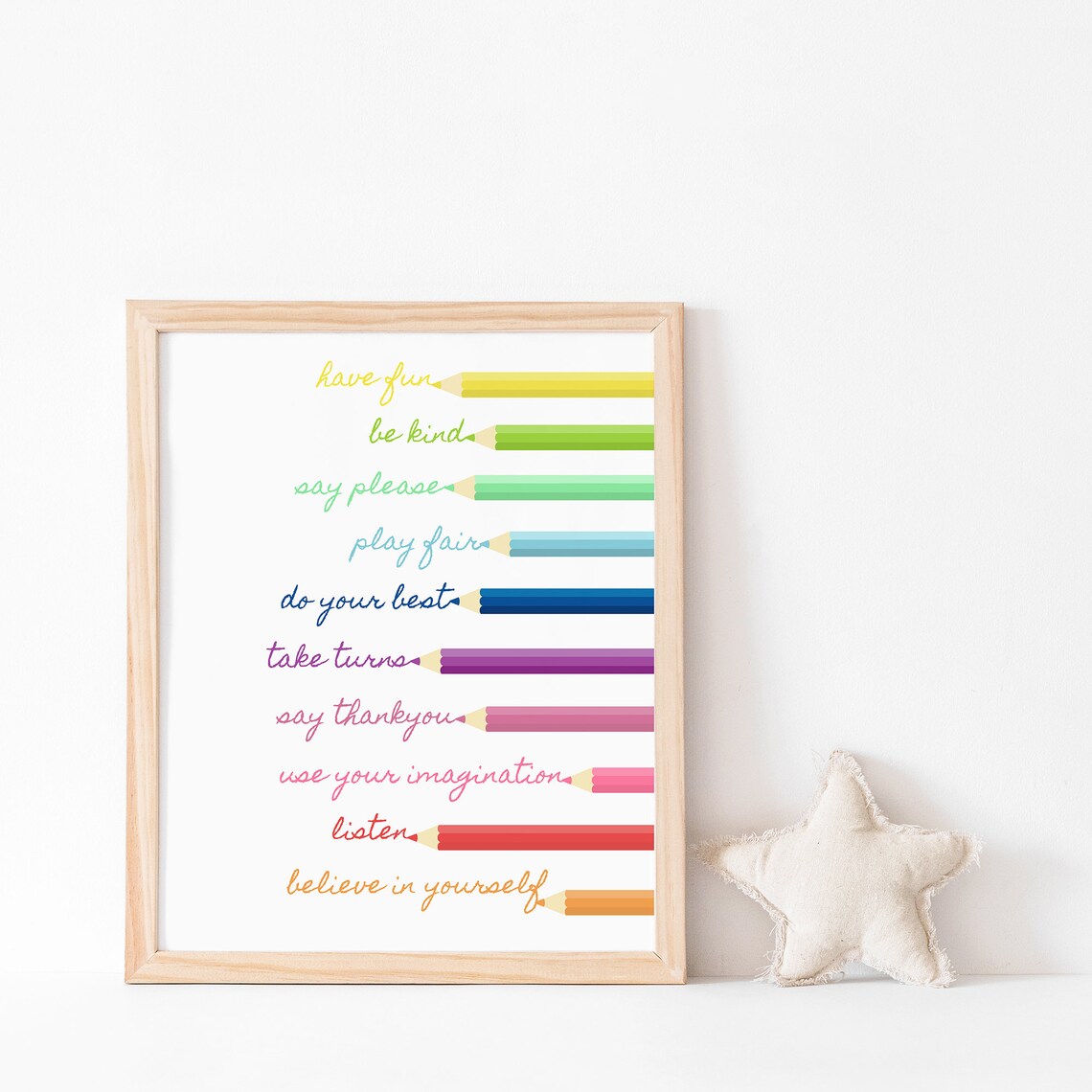Classroom Rules Poster, Colored Pencil Wall Art Sign - Image 3