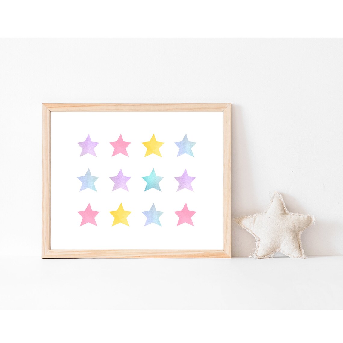 Pastel Stars Landscape Art Print, Girls Bedroom Decor - Image 3
