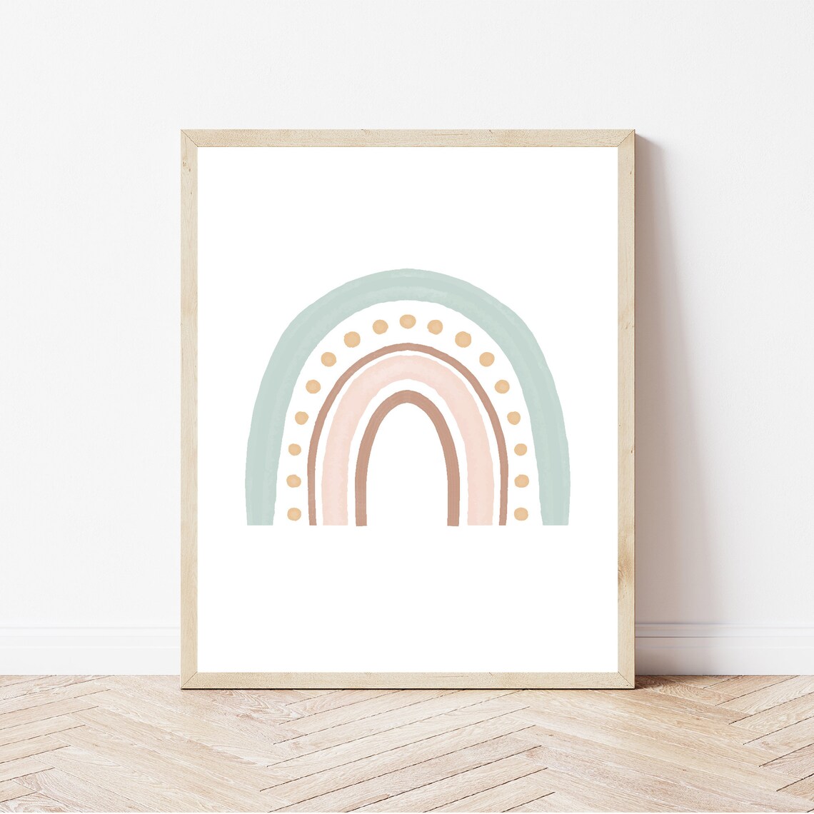 Rainbow Print, Boho Nursery Watercolor Earthy