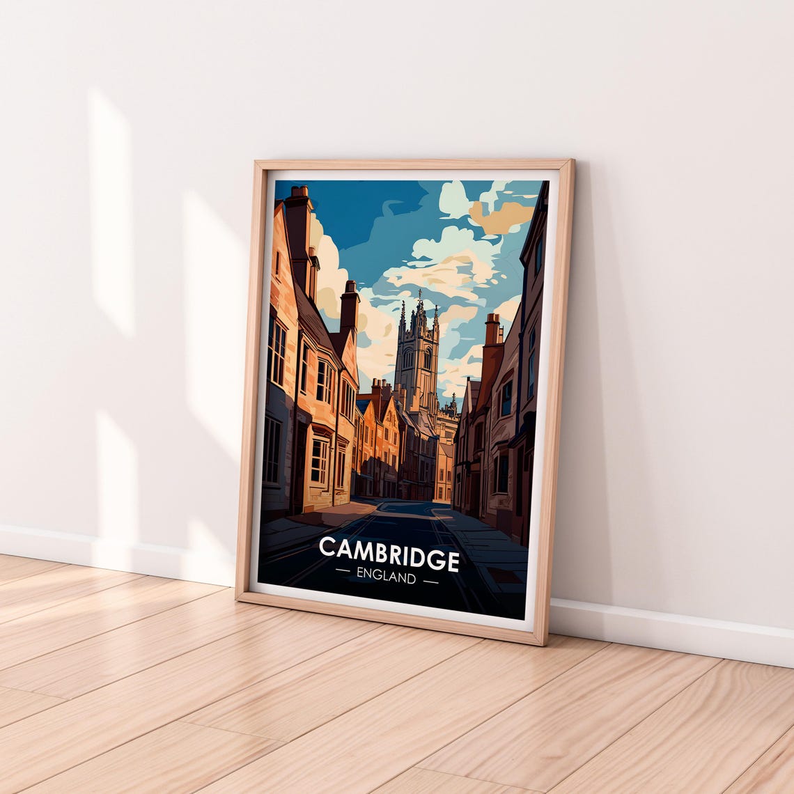 Cambridge England Historic Street Gothic Tower Stone Buildings Poster - Image 2