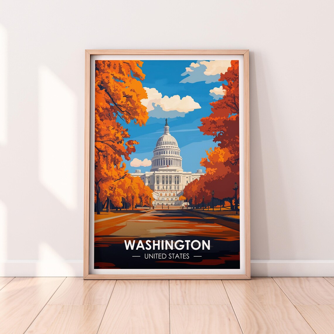 Washington United States Capitol Building Autumn Foliage Poster