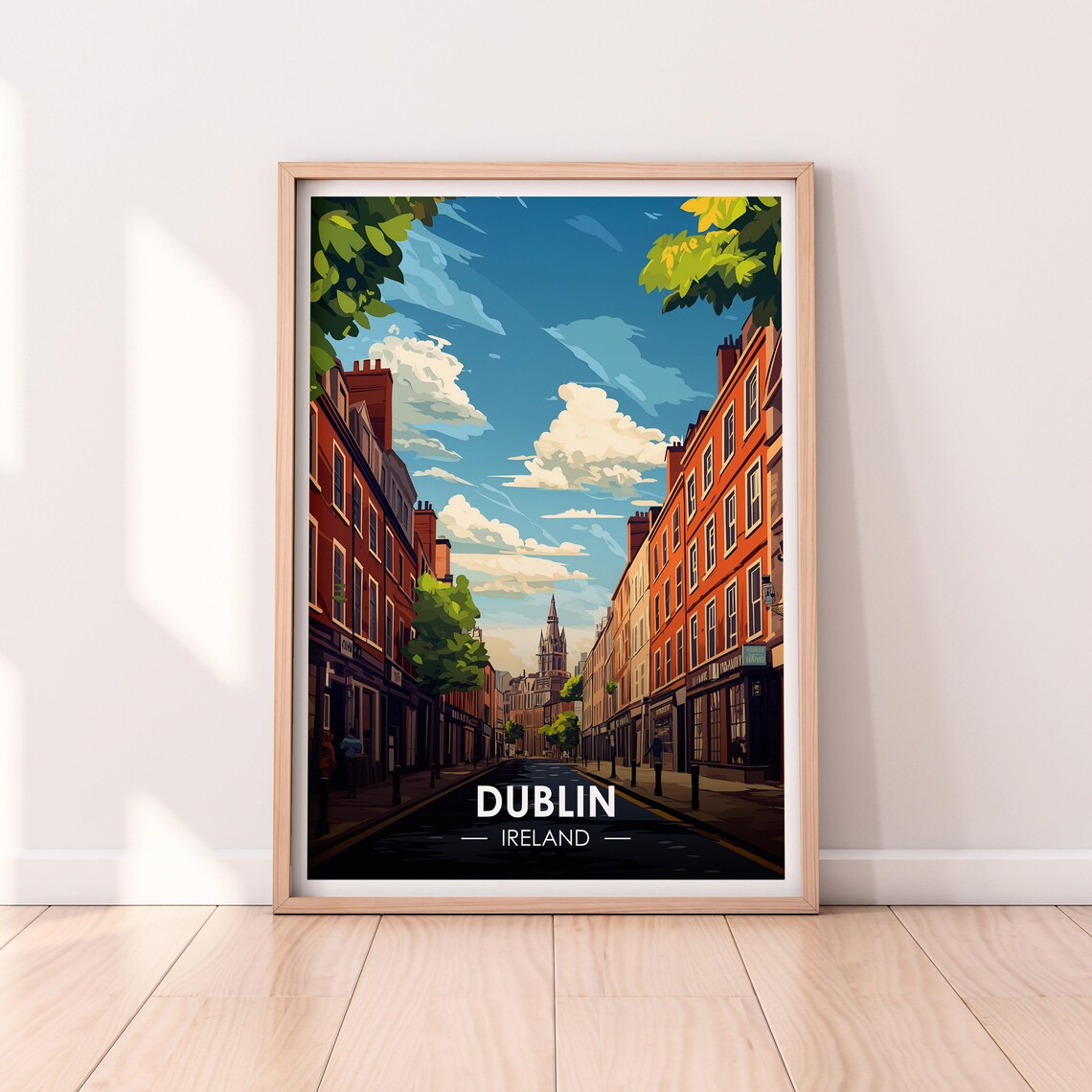 Dublin Ireland Historic Brick Street City Vintage Travel Poster