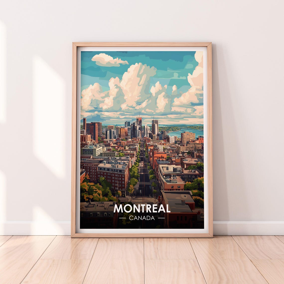 Montreal Canada Downtown Skyline Saint Lawrence River Aerial Poster