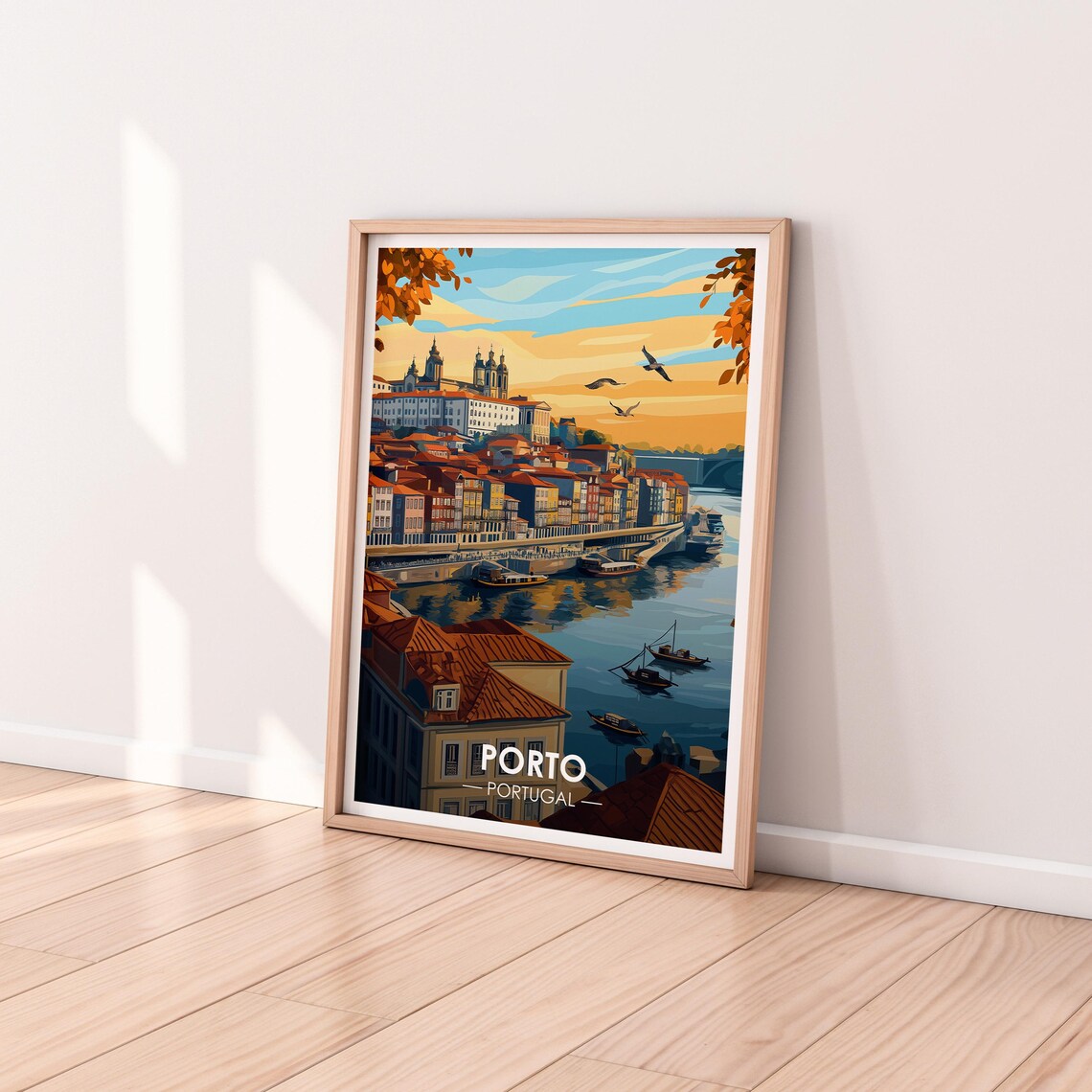 Porto Portugal Douro River Waterfront Houses Vintage Travel Poster - Image 2