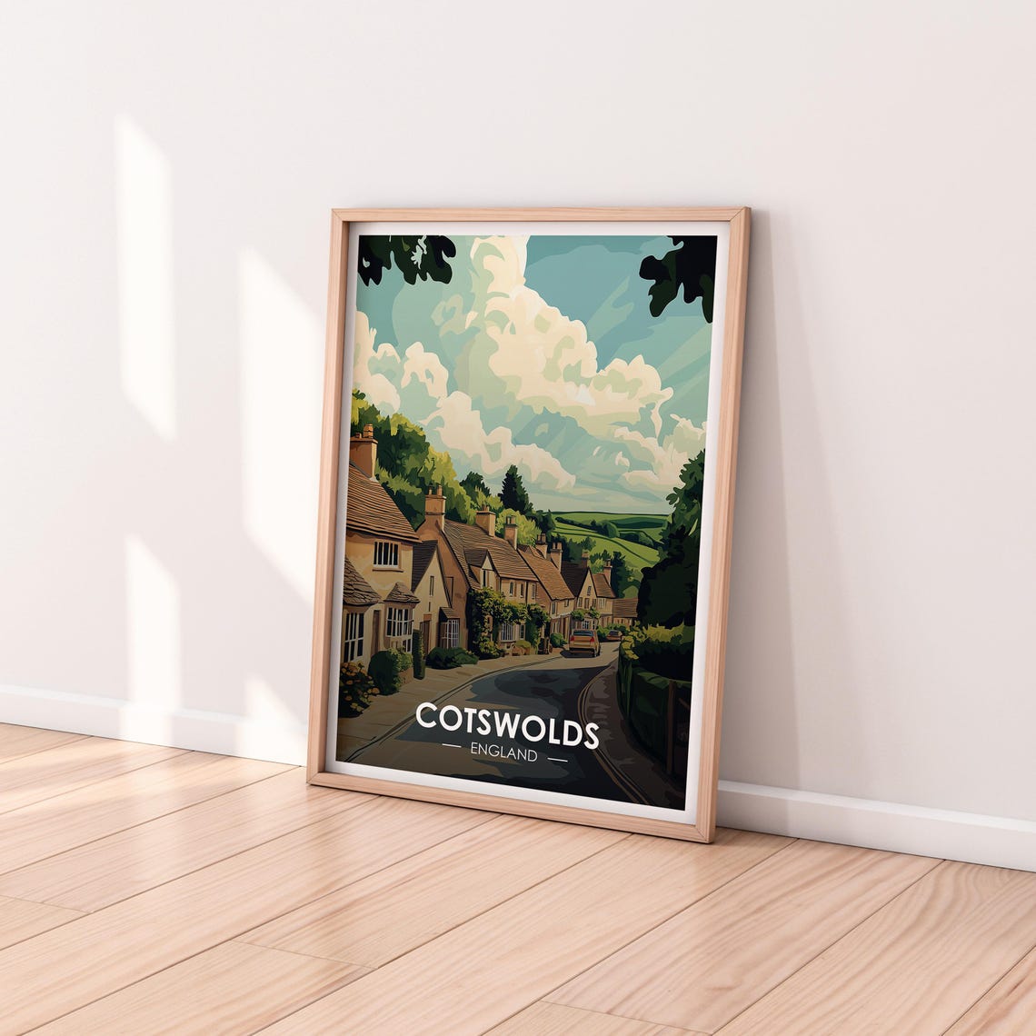 Cotswolds England Charming Stone Cottages Street Travel Poster - Image 2