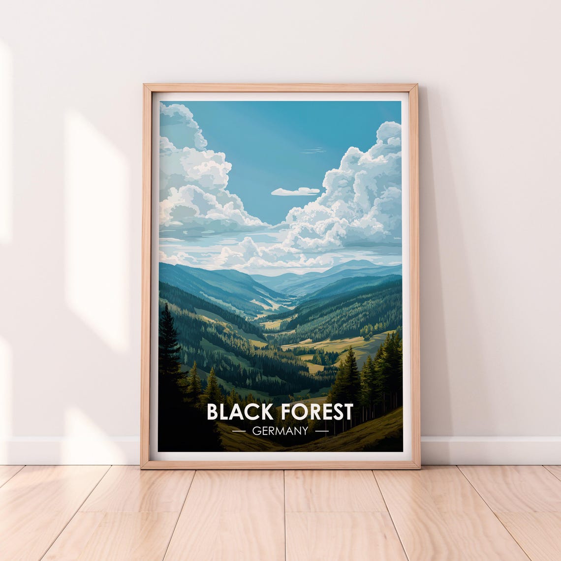 Black Forest Germany Green Valley Forest Retro Travel Poster