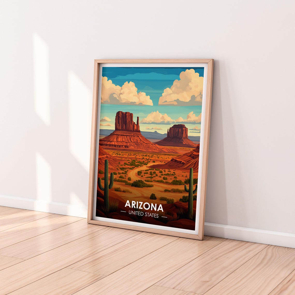 Arizona Monument Valley Red Rock Buttes Saguaro Cactus Desert Poster - Image 2