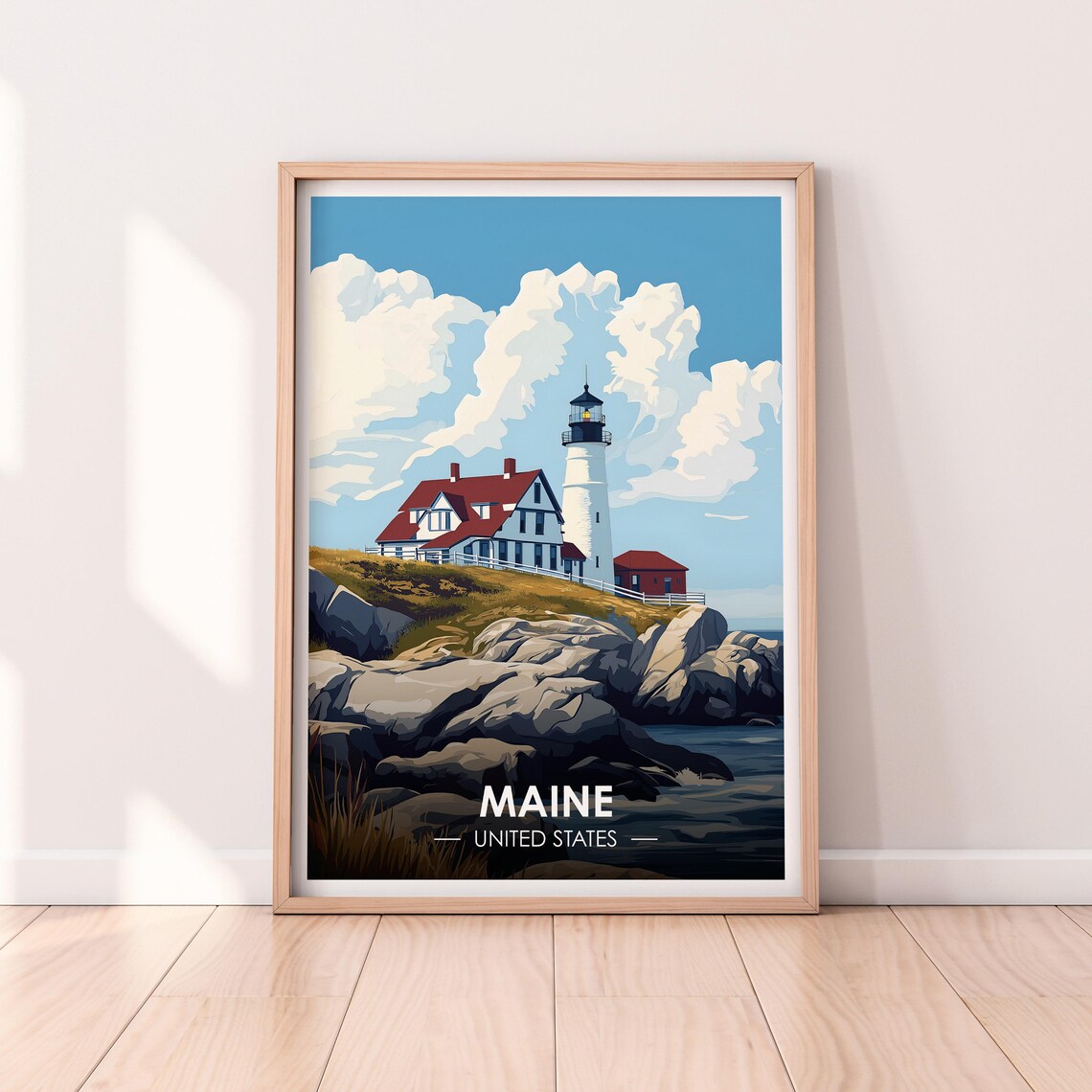Maine Poster Maine Wall Art United States Poster East Coast Premium Print Usa Print Maine Poster Home Dcor