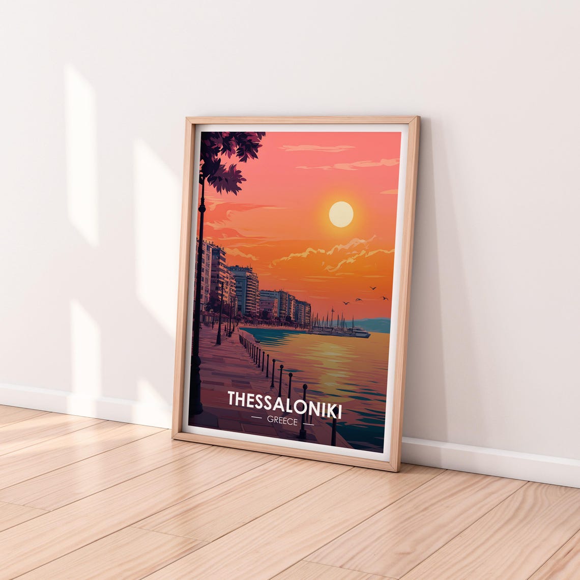 Thessaloniki Greece Sunset Waterfront Promenade Travel Poster - Image 2