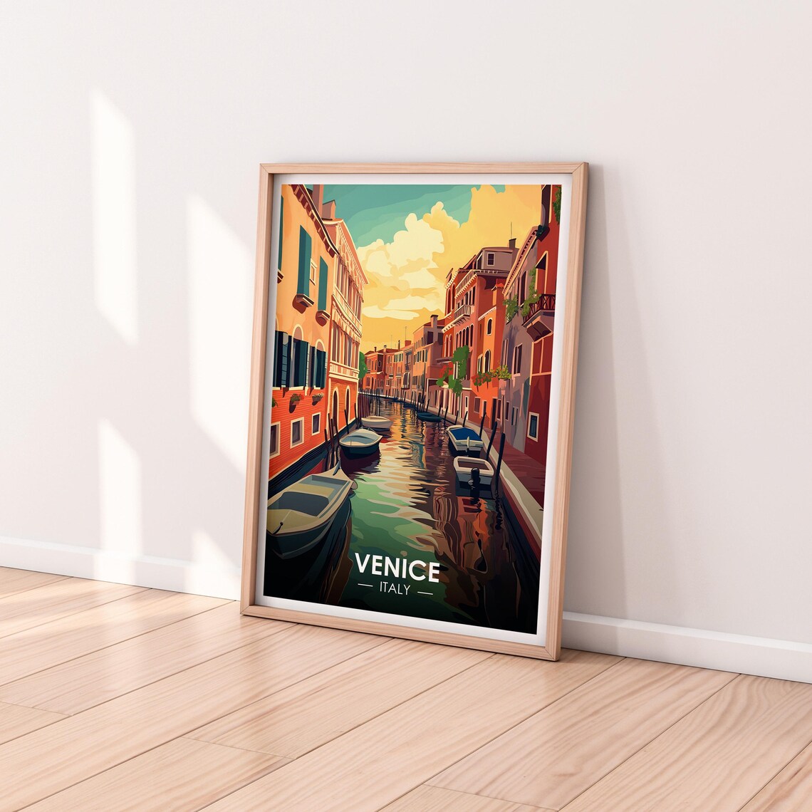 Venice Italy Sunset Canal Colorful Buildings Boats Travel Poster - Image 2