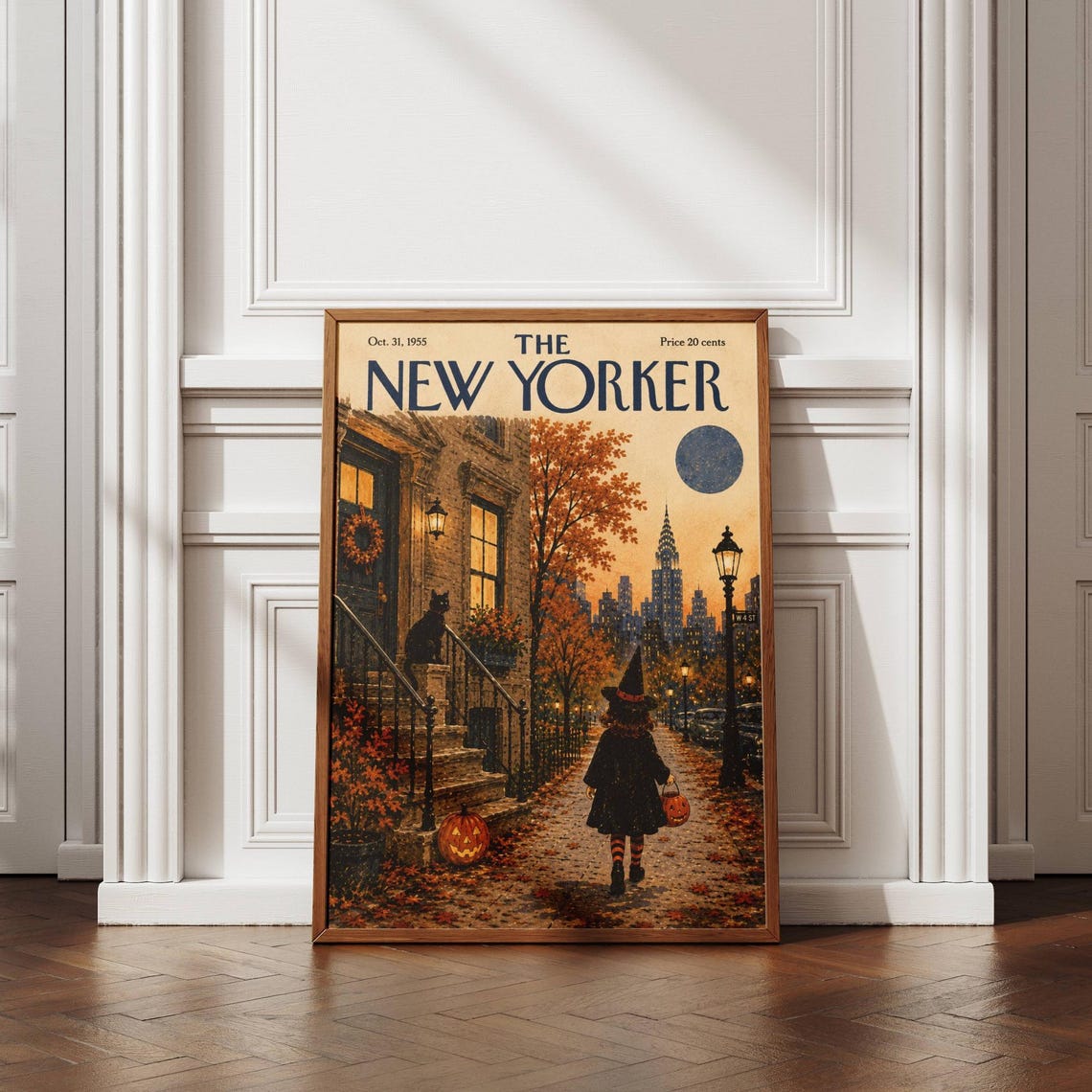 New York Halloween Poster Nyc Fall Wall Art Vintage Print Decor Autumn Witch Spooky