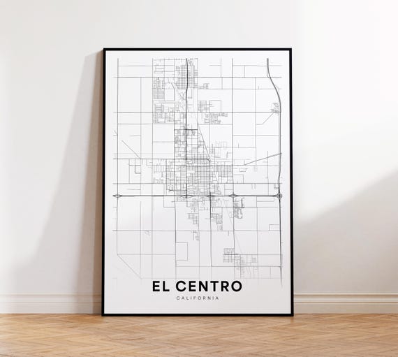 El Centro City Map Print Street Poster Art Road Wall Office Decor