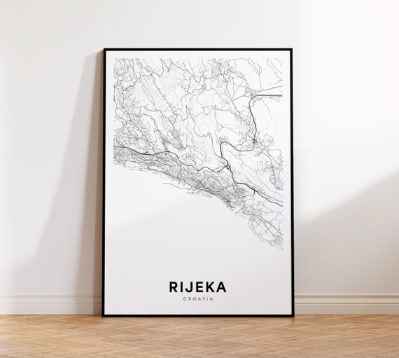 Rijeka City Map Street Croatia Modern Print Decor Wall Art Instant