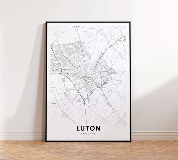 Luton City Map Print Uk Minimalist Poster Decor Instant