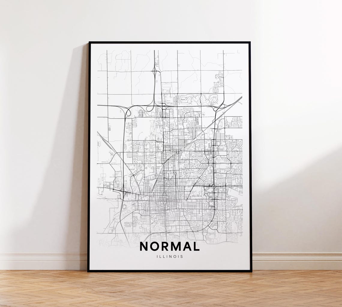Normal City Map Print Street Poster Illinois Art Road Wall Office Decor