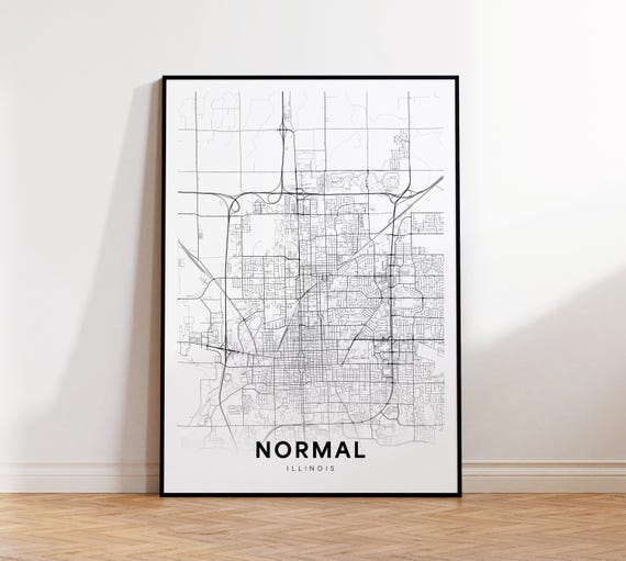 Normal City Map Print Street Poster Illinois Art Road Wall Office Decor