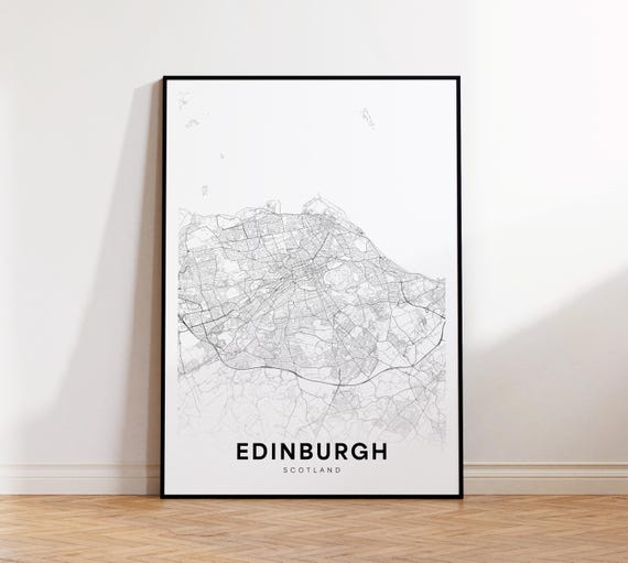 Edinburgh City Map Print Uk Minimalist Poster Decor Instant