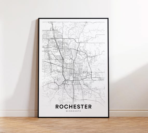 Rochester City Map Print Street Poster Minnesota Art Road Minimalist Office Wall