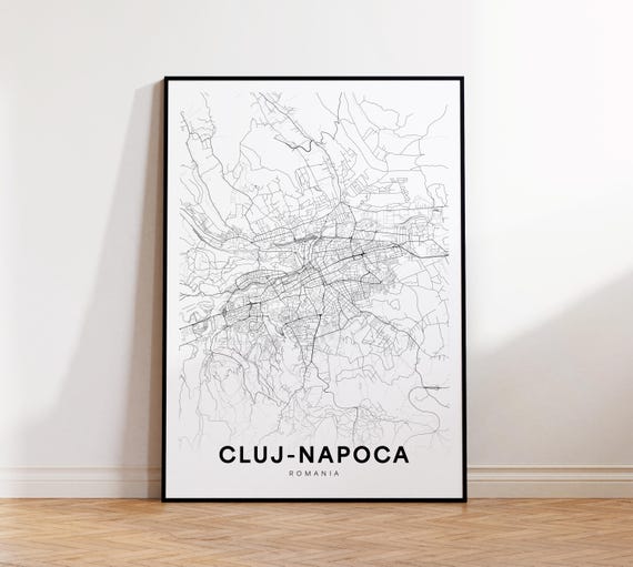 Clujnapoca City Map Cluj Napoca Street Romania Minimalist Print Decor Wall Art Instant