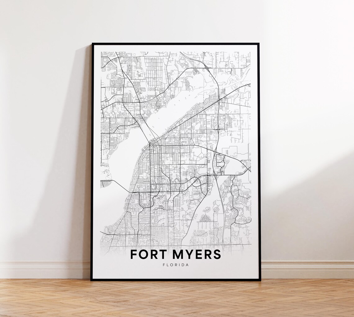 Fort Myers Florida City Street Map Minimalist Modern Travel Poster