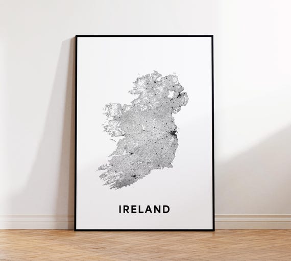 Ireland Map Print Island Of Poster Irelands United Kingdom Wall Art Gift For Irish