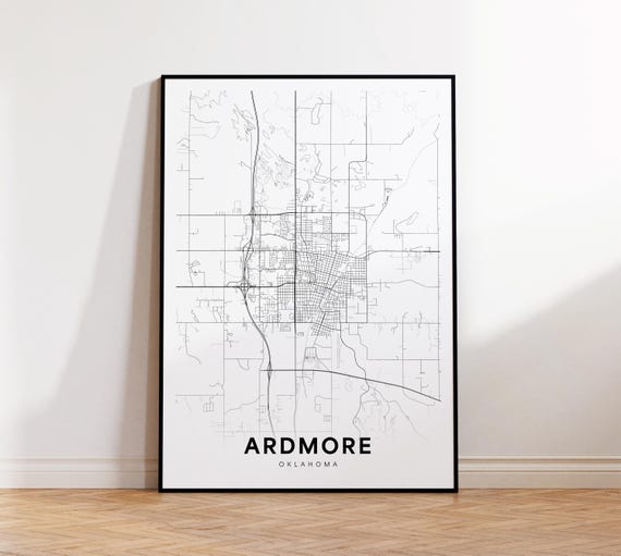 Ardmore City Map Print Street Poster Oklahoma Art Road Wall Living Room Decor