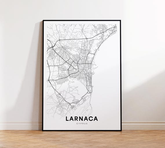 Larnaca City Map Cyprus Modern Poster Decor Wall Art Instant