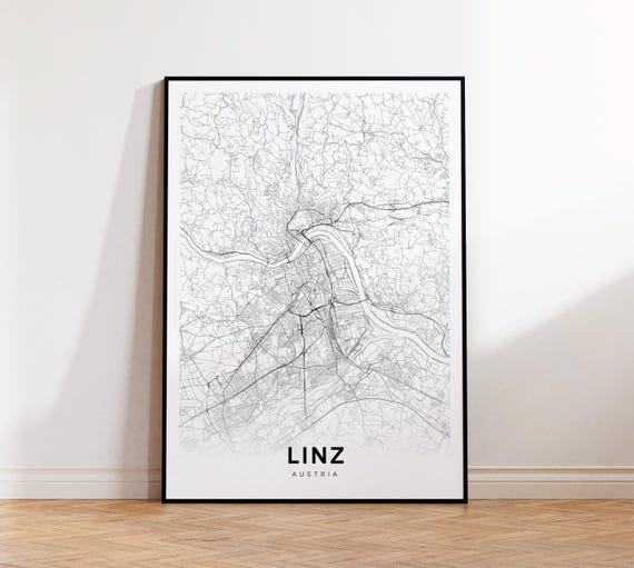 Linz City Map Print Street Poster Austria Art Road Minimalist Living Room Decor
