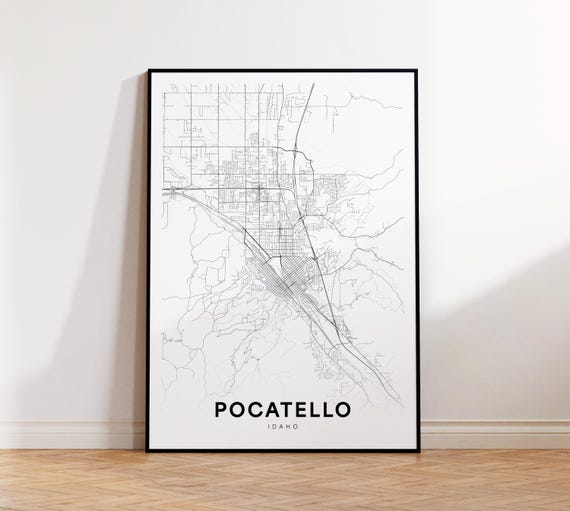 Pocatello City Map Print Street Poster Idaho Art Road Wall Office