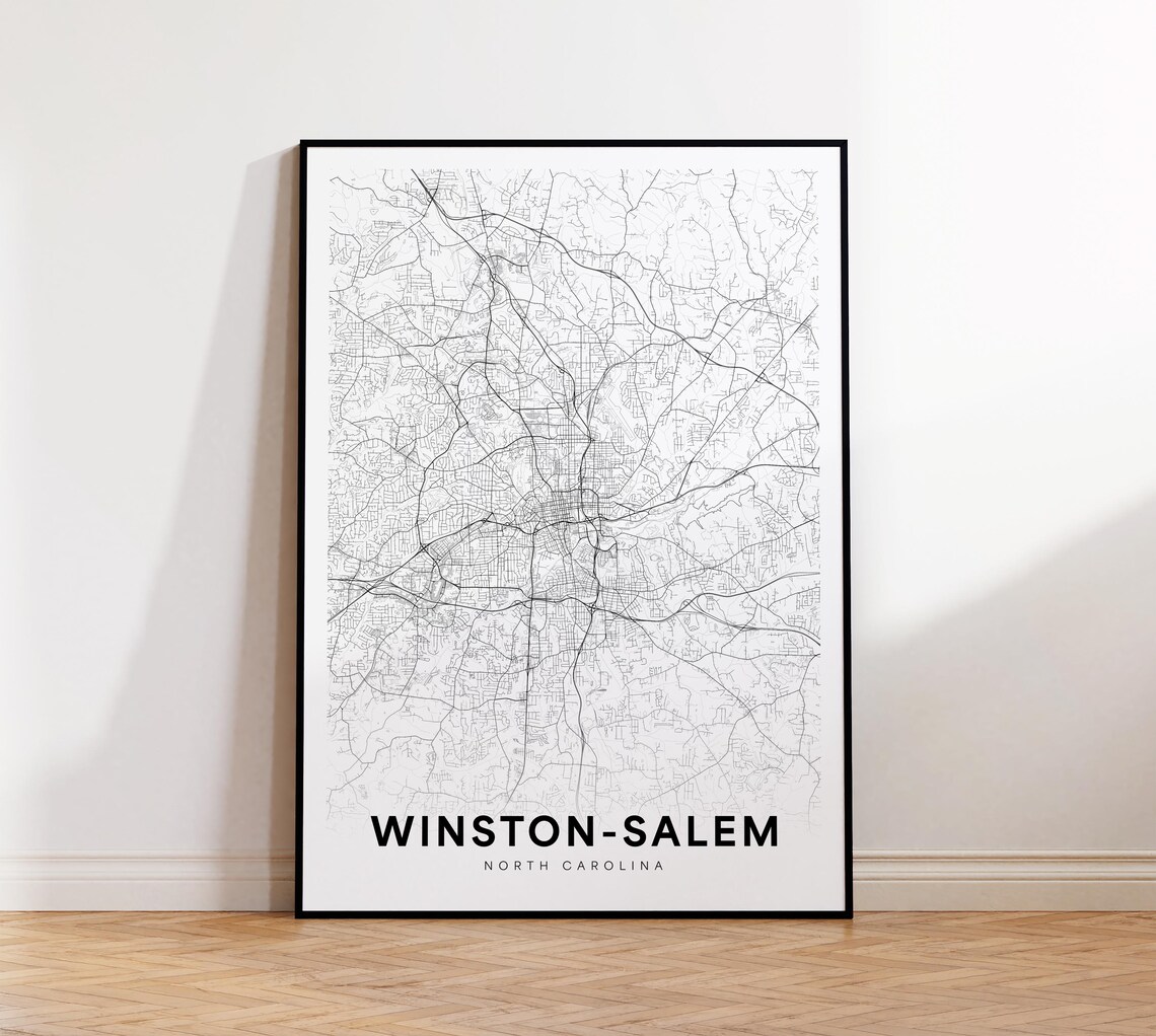 Winston-Salem North Carolina Minimalist City Street Map Poster