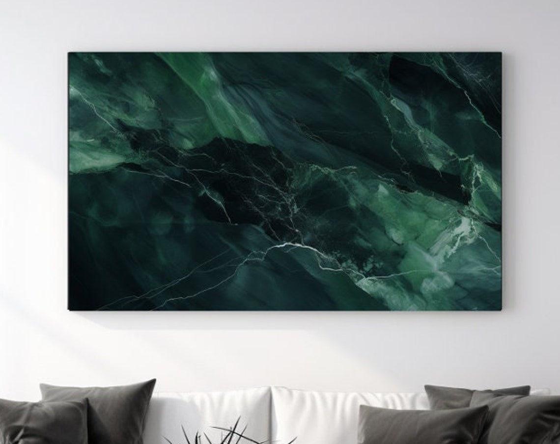 Dark Green Marble Abstract Texture Luxury Modern Wall Art Poster